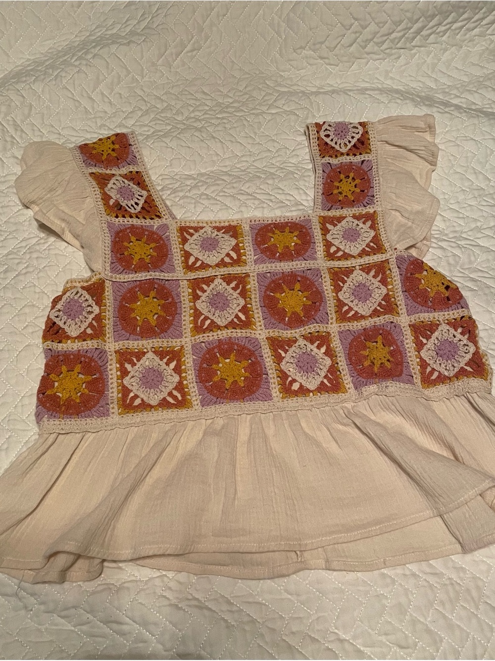 Boho Crochet Multi-Color Patchwork Top - Picture 3 of 5